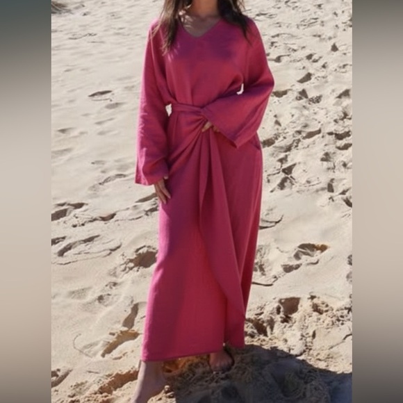 Linen Pink Maxi Dress - Picture 2 of 5